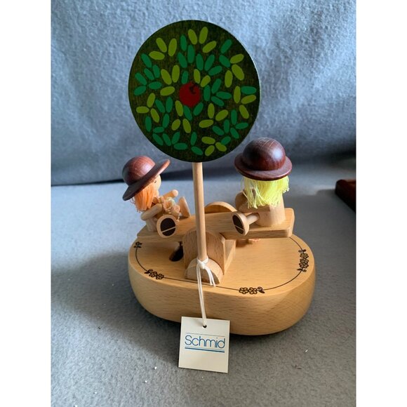 Vintage Schmid Wood Music Box With See-Saw Kids & Tree Works - Picture 4 of 14